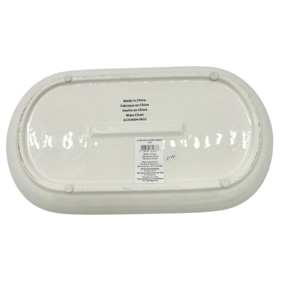 H For Happy Merry Merry Polka Dot Ceramic Serving Set 2 Plates 1 Tray 1 Canister - Picture 12 of 15